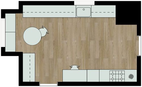 Gemütliches Küchenlayout mit viel Arbeitsfläche