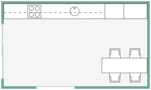 Küchenlayout für eine Wand