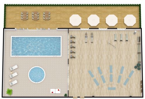 Grundriss für ein Fitnesscenter mit Pool