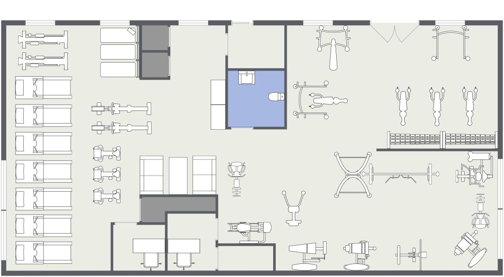 Effizientes Fitness-Studio-Layout 2D Grundrisse