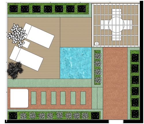 Luxuriöse Gartengestaltung mit Schwimmbad