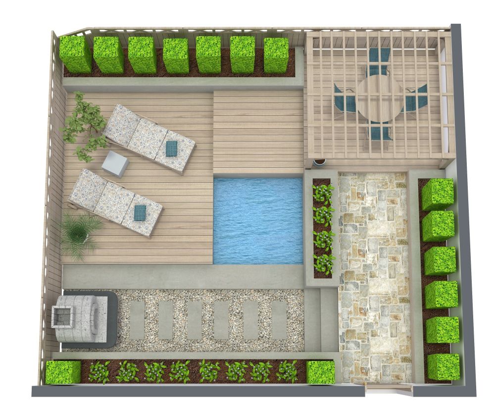 Luxuriöse Gartengestaltung mit Schwimmbad