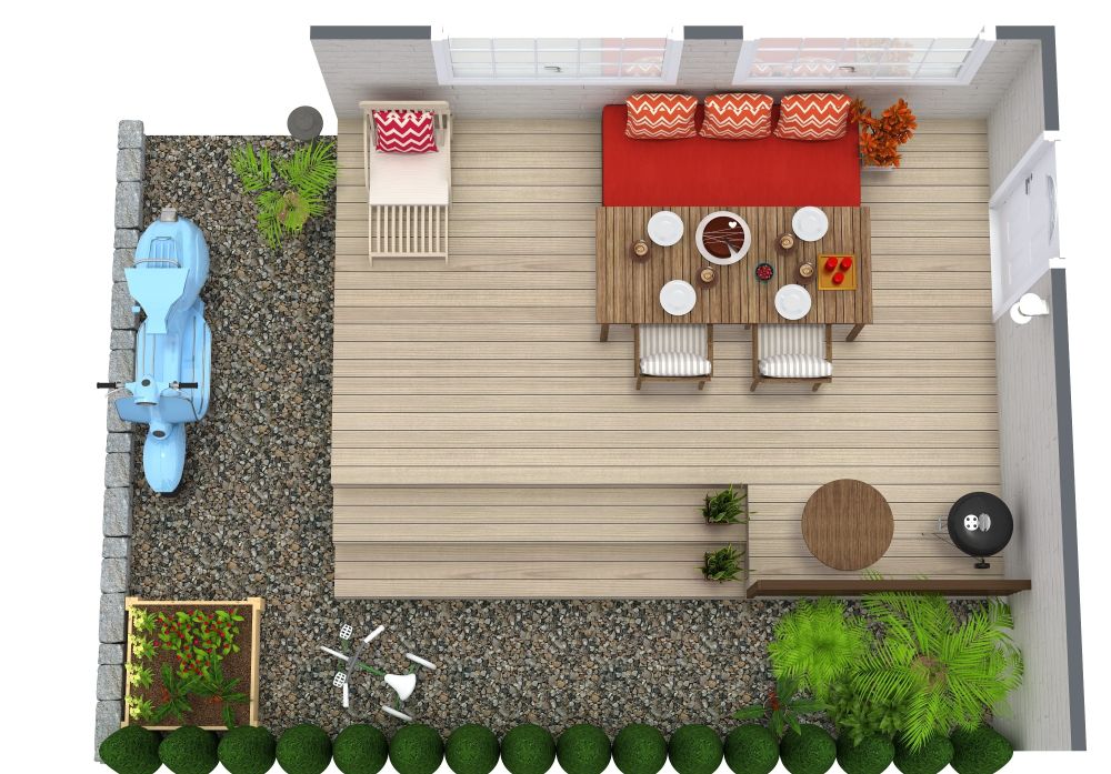 Kleine Terrasse mit gemütlichem Essplatz