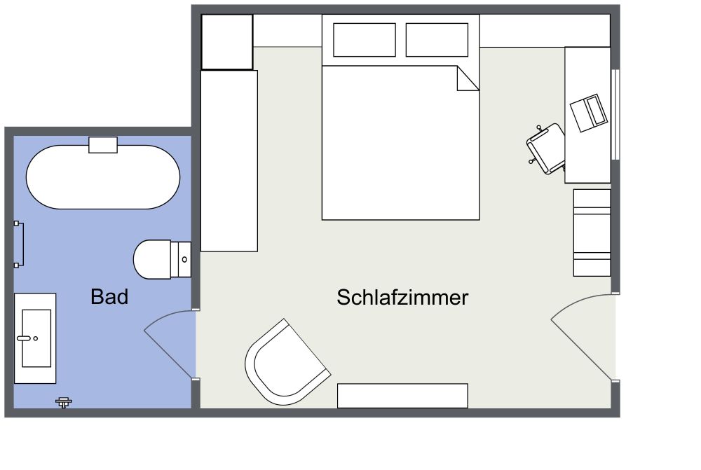 Hotelzimmer im rustikalen Stil 2D Grundrisse