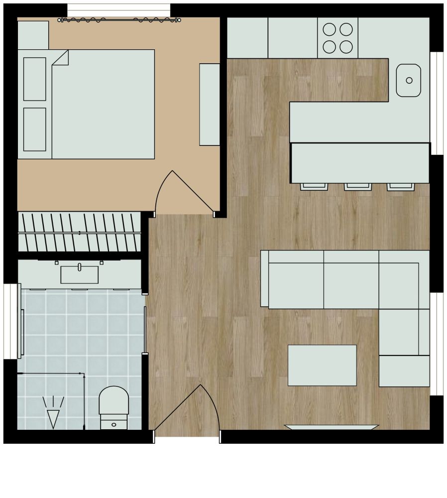 Platzsparendes Tiny Home Layout 2D Grundrisse