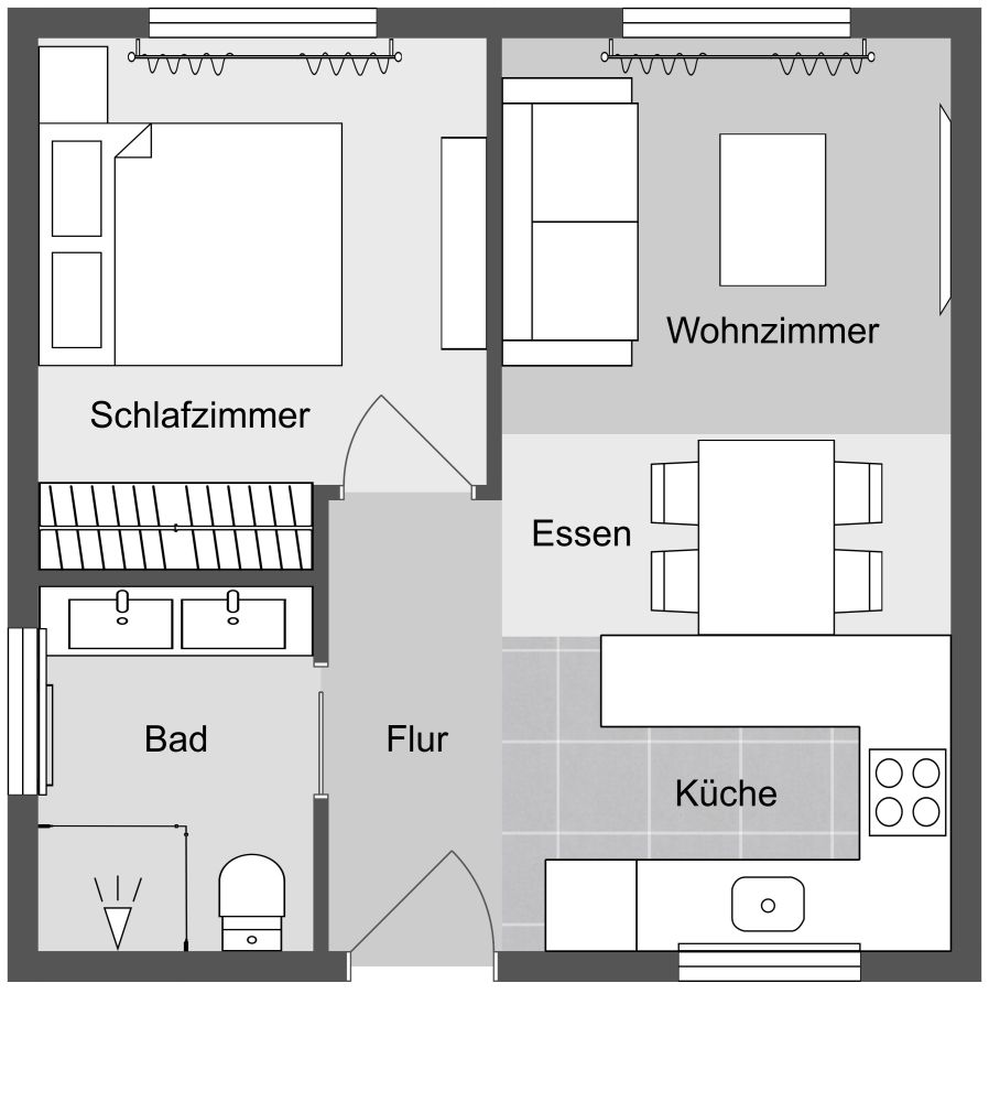 Grundriss-Idee für ein Tiny House 2D Grundrisse