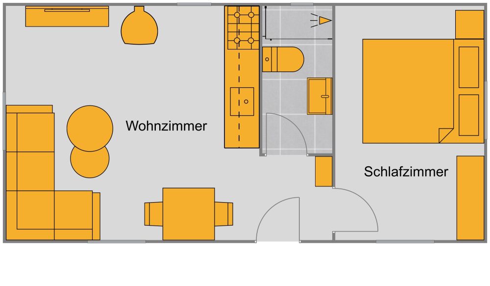 Grundriss für ein Modernes Tiny House 2D Grundrisse