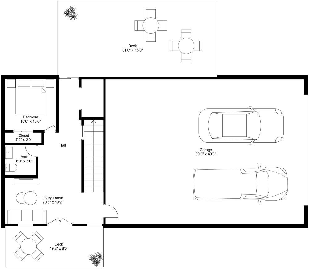 Barndominium 2D House Plan Model 4255 Ground Floor