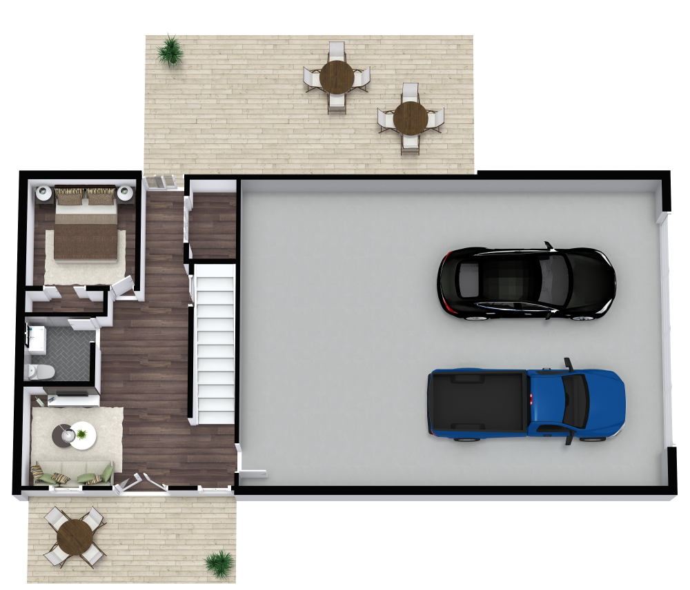 Barndominium 3D House Plan Model 4255 Ground Floor