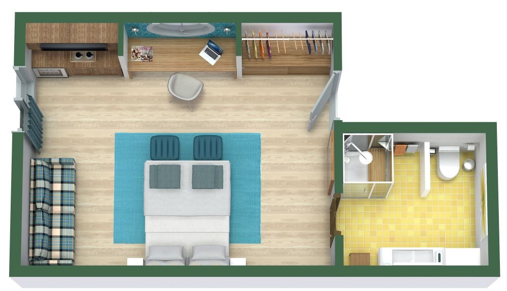 Innendesign für ein verspieltes Hotelzimmer