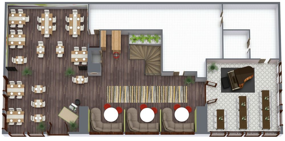 Schönes und intimes Restaurant-Layout