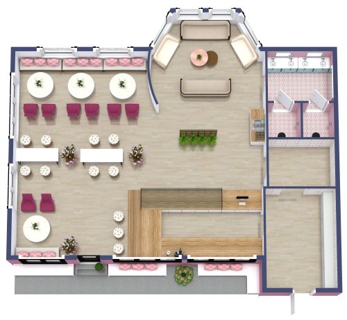 Grundriss für ein verspieltes Cupcake-Café