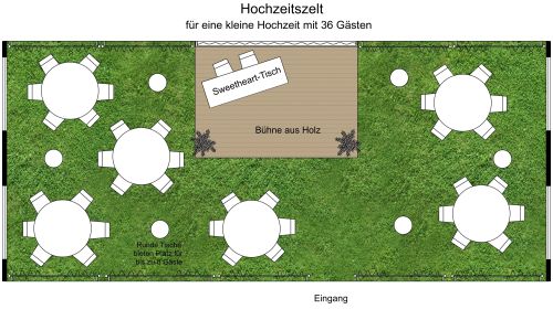 Grundriss für eine romantische Hochzeit unter freiem Himmel