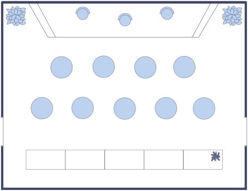 Konzertgrundriss mit Bühne, Stehbereich und Bar