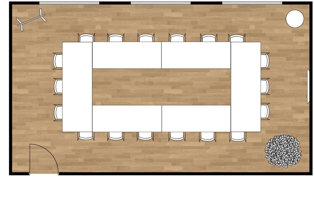 Grundriss für einen Konferenzraum mit vielen Sitzplätzen 2D Grundrisse