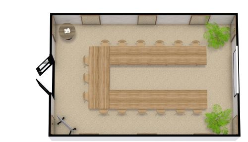 Grundriss für einen Konferenzraum mit U-förmigem Stil