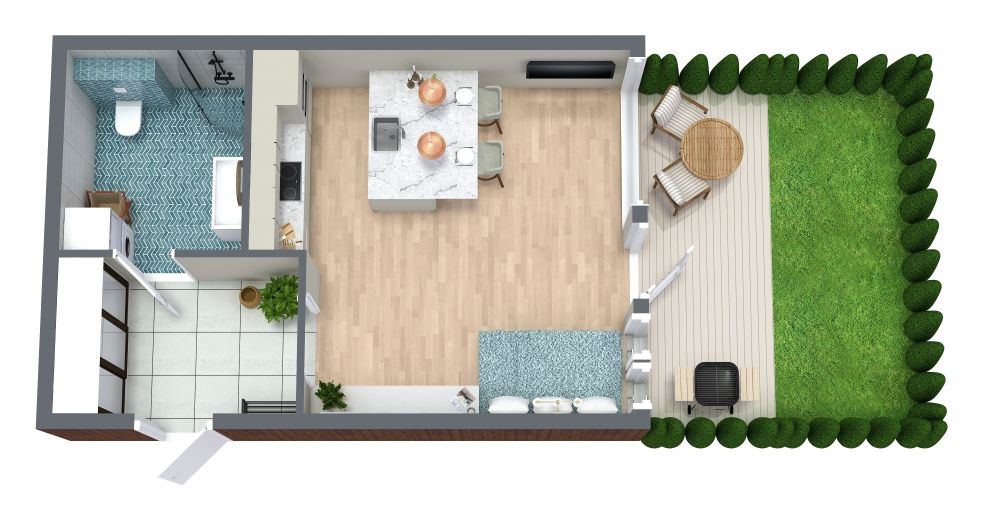 Stilvolle 1-Zimmer-Wohnung mit privatem Garten