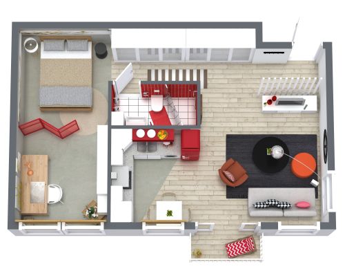 Schönes Studio-Apartment mit großem Schlafzimmer-Alkoven
