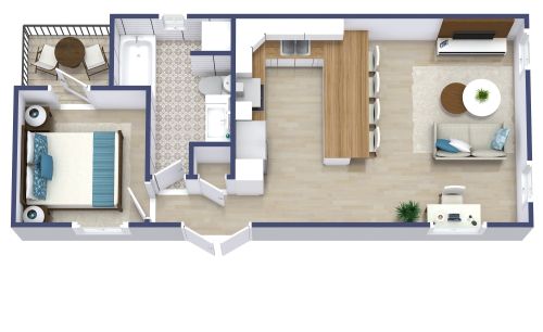 Grundriss für ein Tiny House mit 1 Schlafzimmer