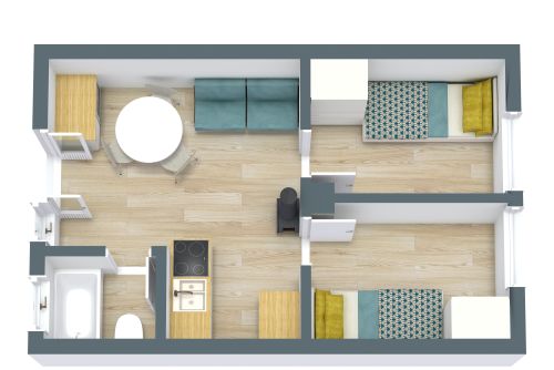 Apartment mit 2 Schlafzimmer für Studenten