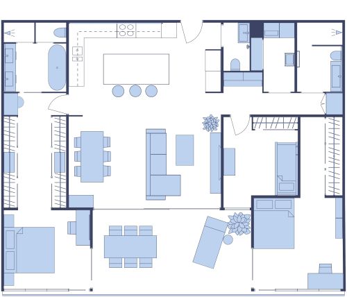 Grundriss für eine luxuriöse 4-Zimmer-Wohnung