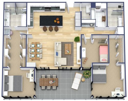 Grundriss für eine luxuriöse 4-Zimmer-Wohnung