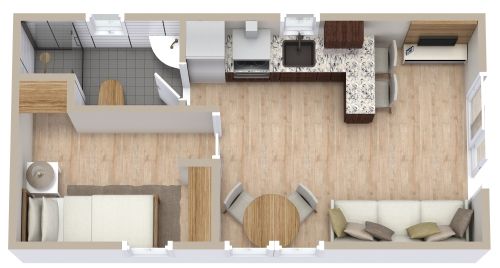 Grundriss für ein Tiny House mit Schlafzimmer