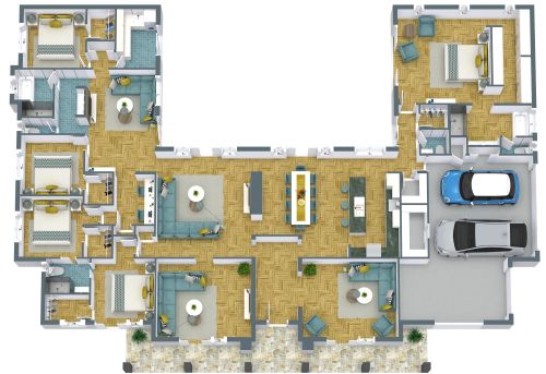 Grundriss für ein gemütliches Haus mit Garage