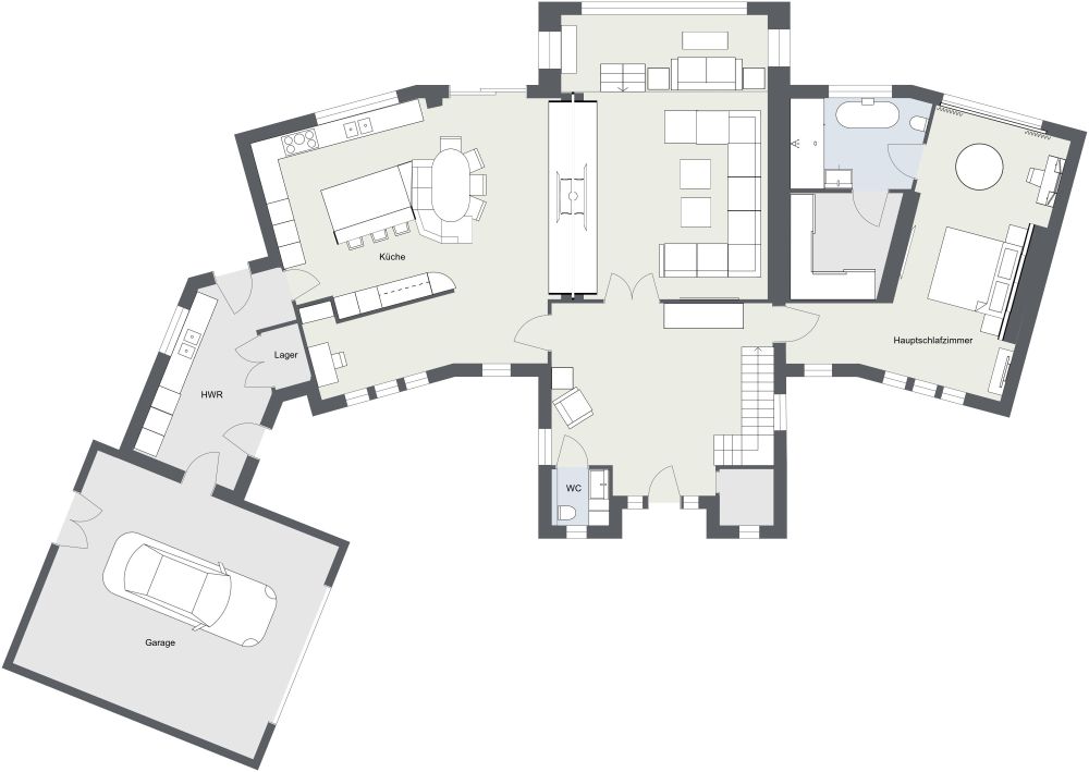 Interessanter zweistöckiger Hausplan 2D Grundrisse