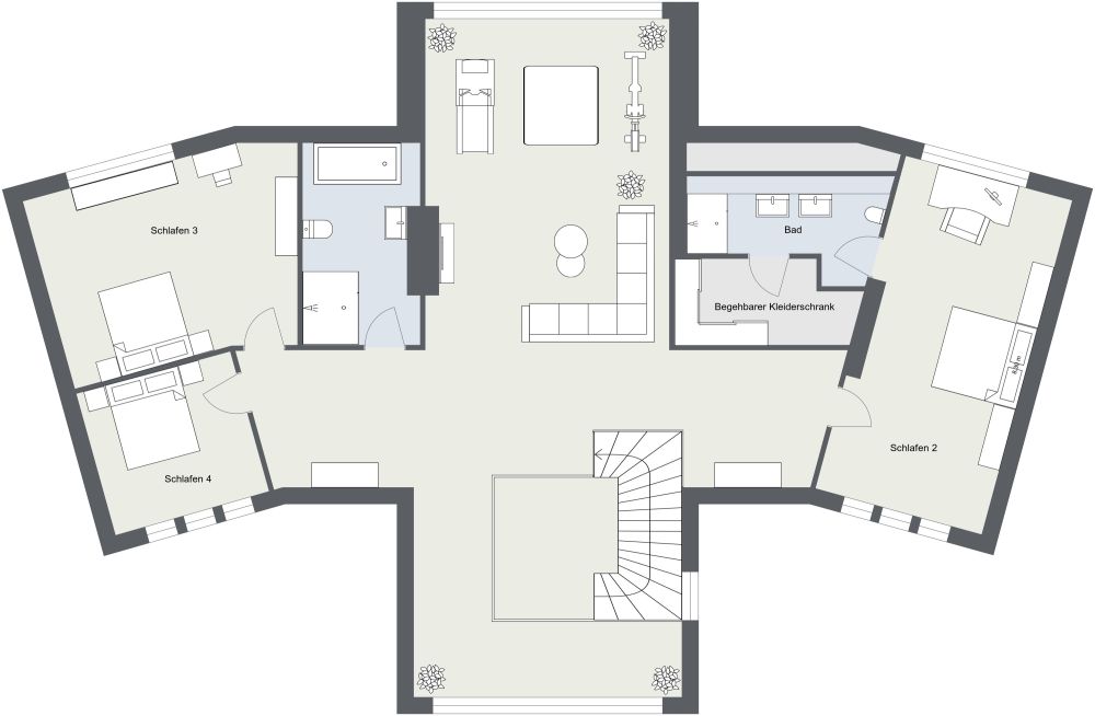 Interessanter zweistöckiger Hausplan 2D Grundrisse