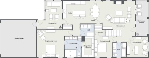 Grundriss für ein Haus mit 3 Schlafzimmern und 3 Badezimmern