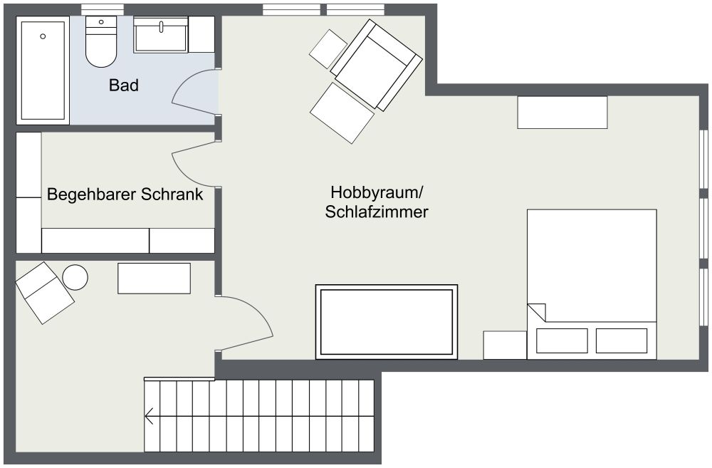 Grundriss für ein Haus mit 3 Schlafzimmern und 3 Badezimmern 3D Grundrisse