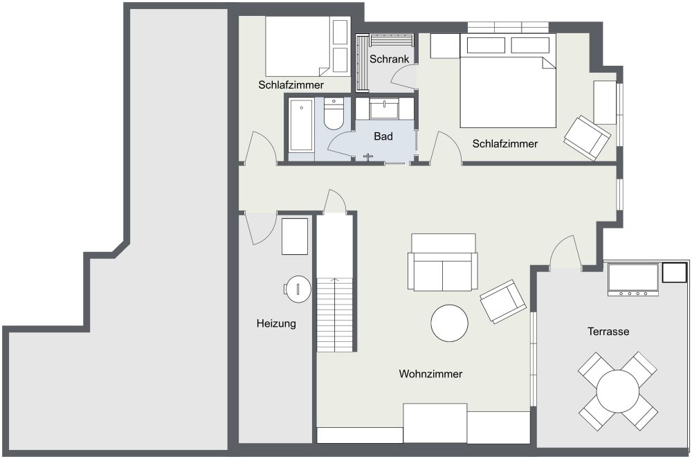 Grundriss für ein 2-stöckiges Haus mit 4 Schlafzimmern und Garage 2D Grundrisse