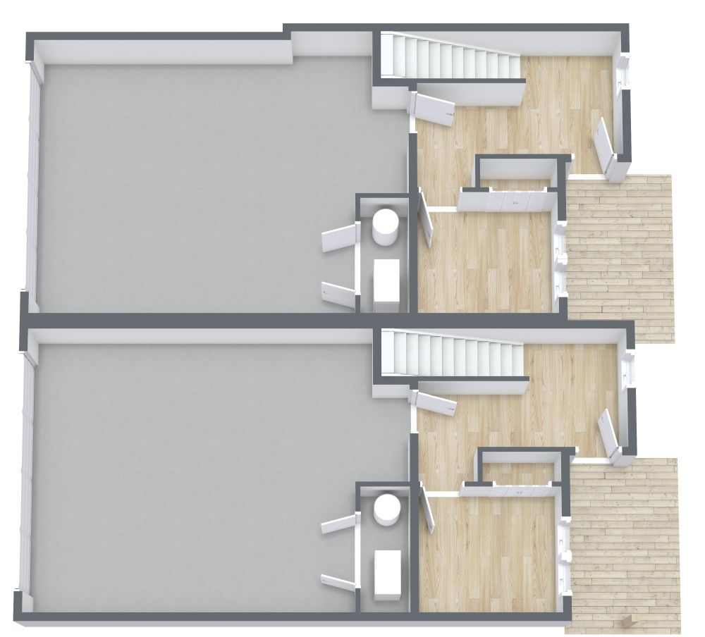 Grundriss für ein 3-stöckiges Zweifamilienhaus 3D Grundrisse