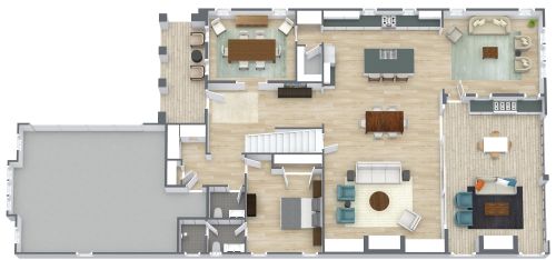 Grundriss für ein 2-stöckiges Haus mit 4 Schlafzimmern und Wintergarten