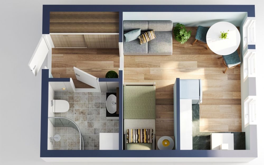 Grundriss für ein kleines und gemütliches Apartment