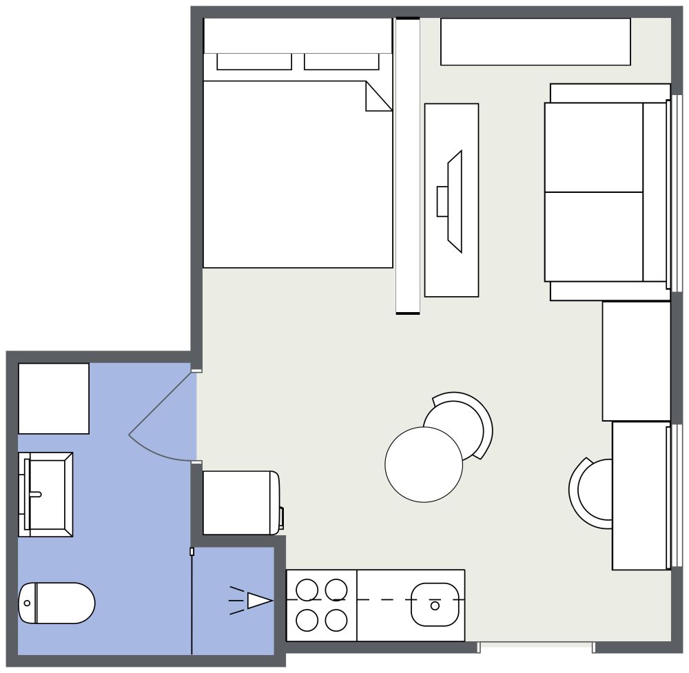 Wunderschönes Apartment-Layout mit femininem Dekor 2D Grundrisse