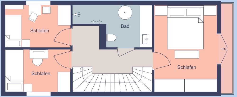 Grundriss für ein 2-stöckiges Haus mit 3 Schlafzimmern 2D Grundrisse