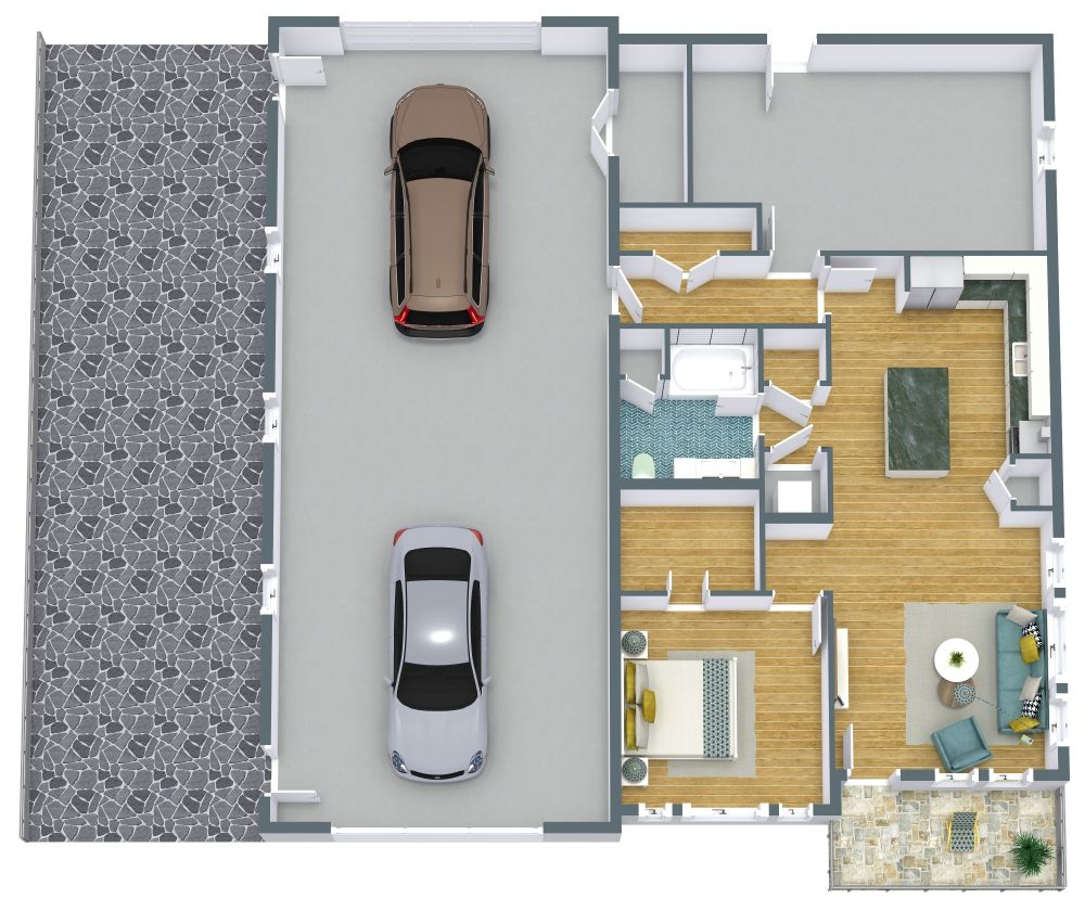 Grundriss für eine Garagenwohnung