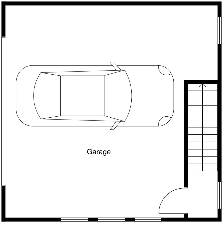 Grundriss für eine 2-Zimmer-Wohnung über der Garage 2D Grundrisse
