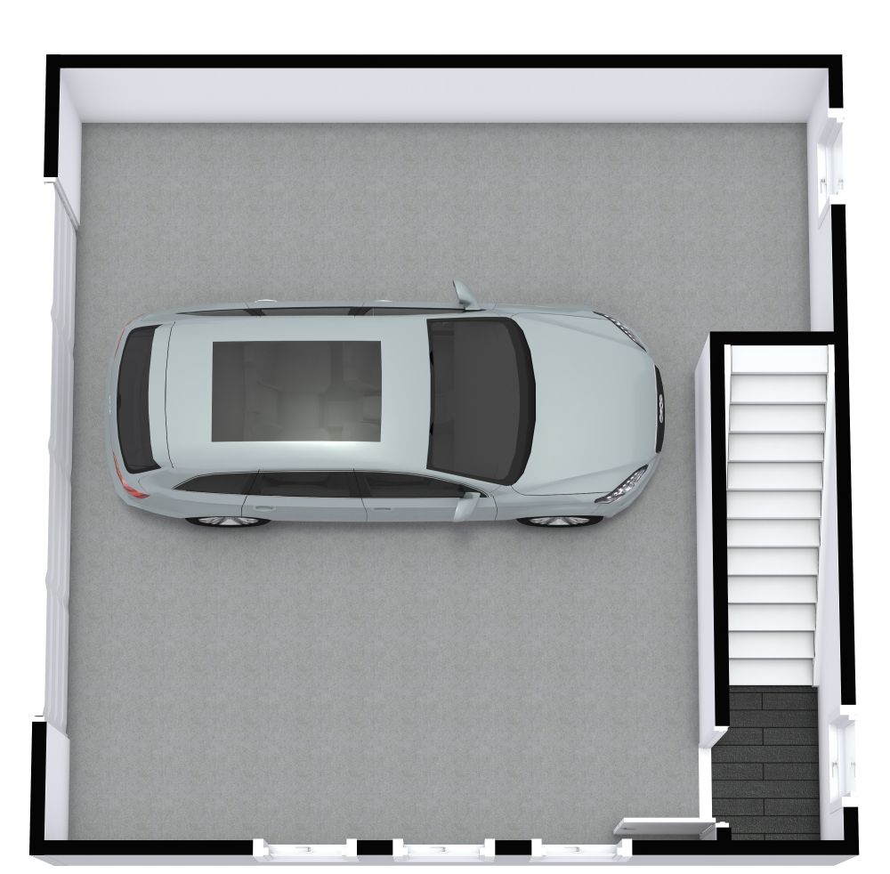 Grundriss für eine 2-Zimmer-Wohnung über der Garage 3D Grundrisse