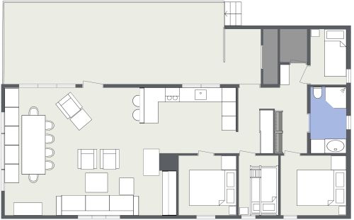 Grundriss für eine Hütte mit 4 Schlafzimmern