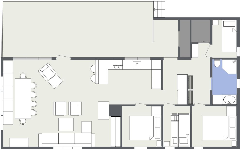 Grundriss für eine Hütte mit 4 Schlafzimmern 2D Grundrisse