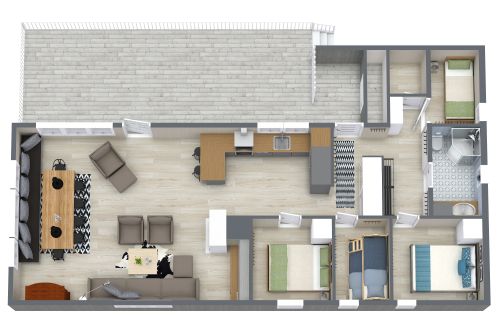 Grundriss für eine Hütte mit 4 Schlafzimmern