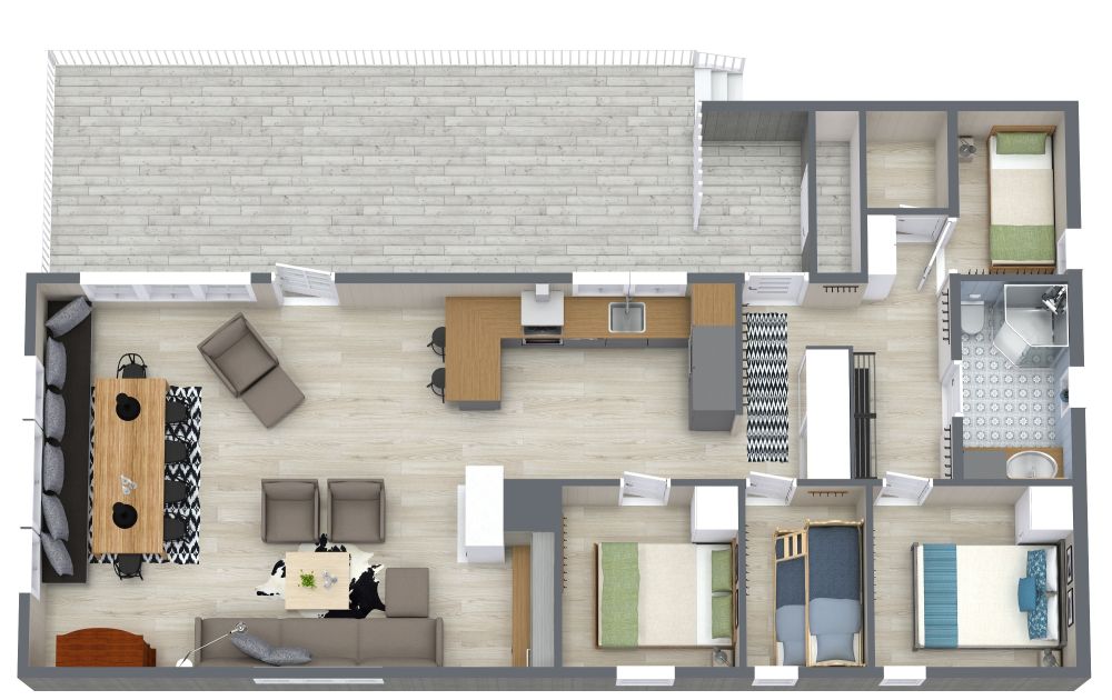 Grundriss für eine Hütte mit 4 Schlafzimmern