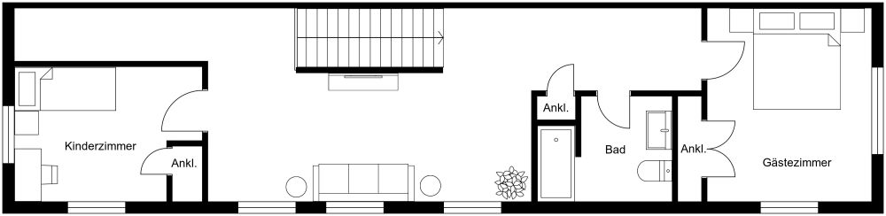 Grundriss für ein 2-stöckiges Haus mit 4 Schlafzimmern und Doppelgarage 2D Grundrisse