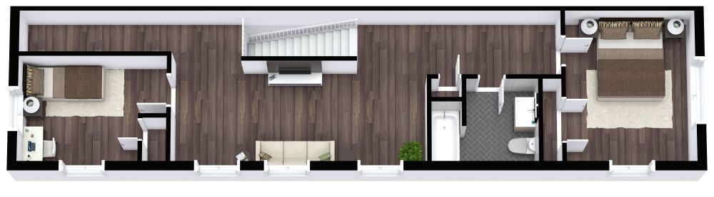 Grundriss für ein 2-stöckiges Haus mit 4 Schlafzimmern und Doppelgarage 3D Grundrisse