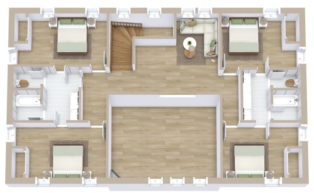 Grundriss für ein 2-stöckiges Haus mit 5 Schlafzimmern und 3 Bädern 3D Grundrisse