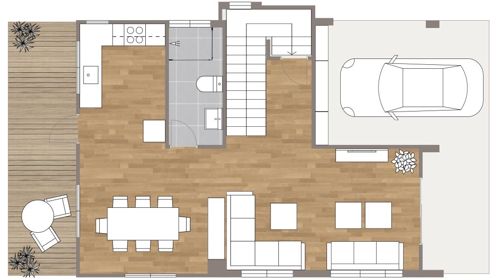 Wunderschönes 3-stöckiges Hausplan mit 5 Schlafzimmern 2D Grundrisse