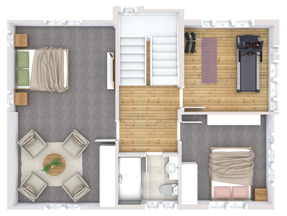 Wunderschönes 3-stöckiges Hausplan mit 5 Schlafzimmern 3D Grundrisse